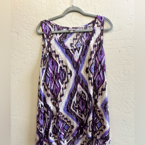 J. Jill Tops - J. Jill 100% Linen Abstract Tank Top LG Purple Coastal Beach Summer Casual